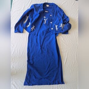 Vintage Blue Cotton Dress and Jacket Set